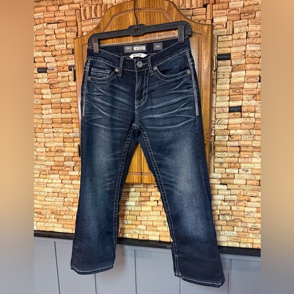 BKE Aiden Bootcut dark wash low rise cotton denim size 28 Short - Picture 2 of 8